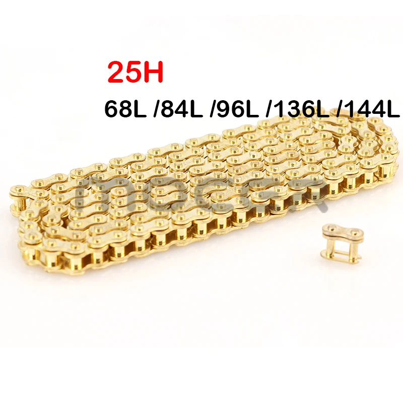 Motorcycle 25H chains 68L-158L Link Golden Chain For 47cc 49cc Pocket Bike Mini Moto Quad Dirt ATV Scooter bike parts