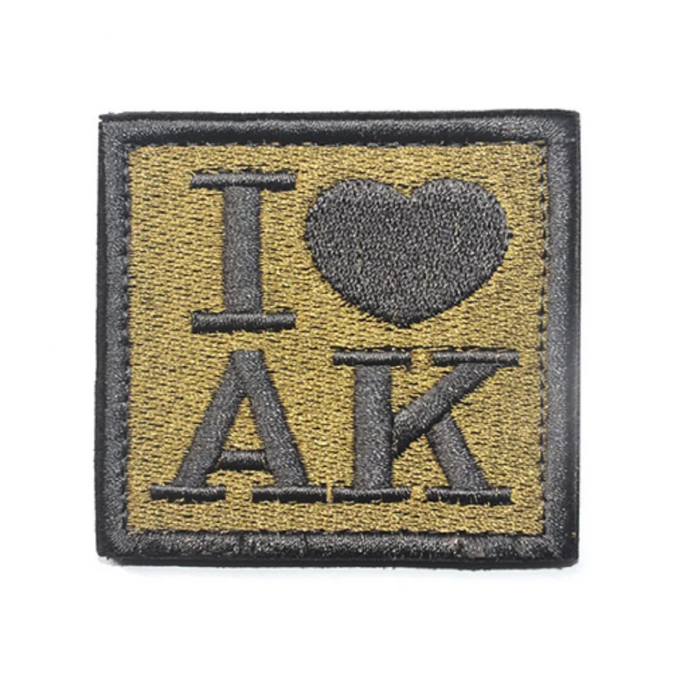 Russia Russian AK 47 Embroidery Patches Kalashnikova Krinkov I LOVE GUN WEAPON Badge Tactical Combat Emblem Applique