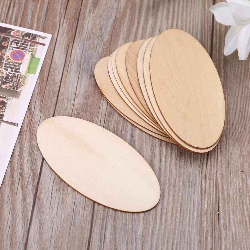 10/20/30pcs Oval Wooden Slices Chips Unfinished Cutout Name Tags DIY Scrapbooking Arts Crafts Projects Decoration