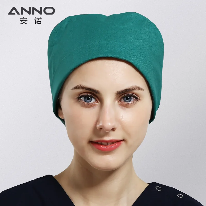 ANNO Solid Color Scrub Caps Female Male Hospital Doctor Nurse Work Hats Nursing Accessorie Short or Long Hair Head Dress