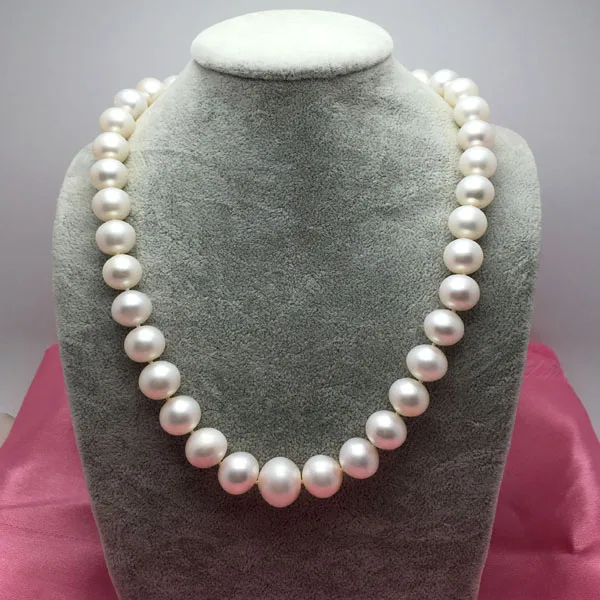 

natural 12-15mm natural freshwater pearl necklace genuine very light FREE shipping