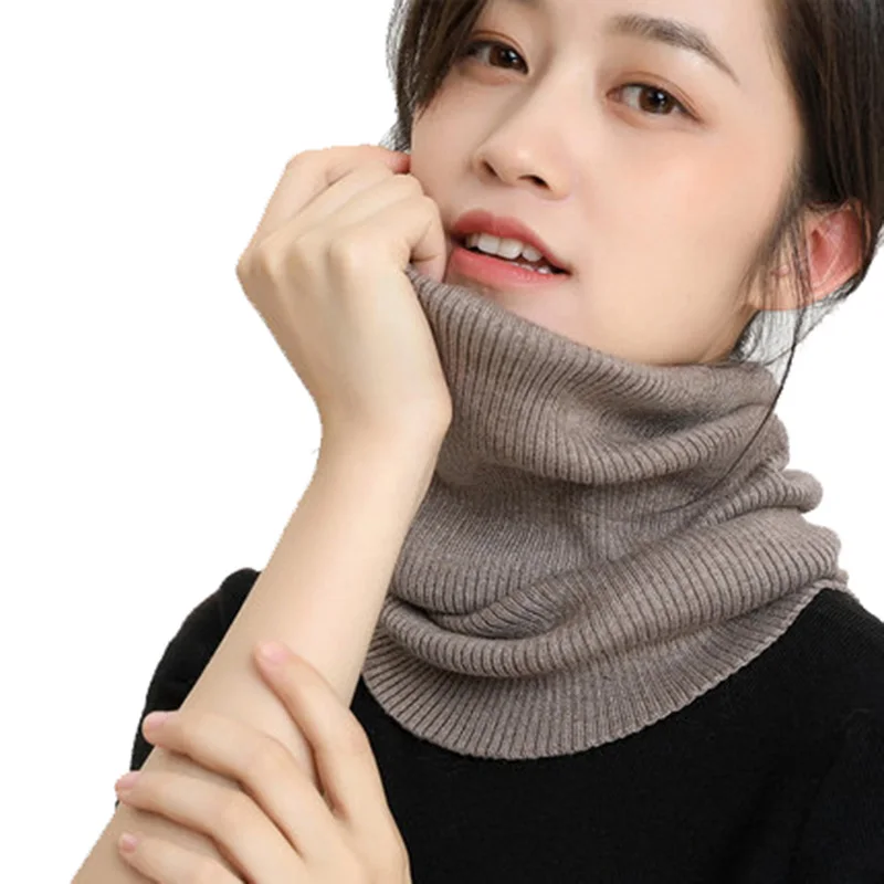 Man\'s Woman\'s Wool Knit Pullover Protects Cervical Spine Warm Scarf Winter Cycling Cover Face Windproof Fake Collar Snood O20