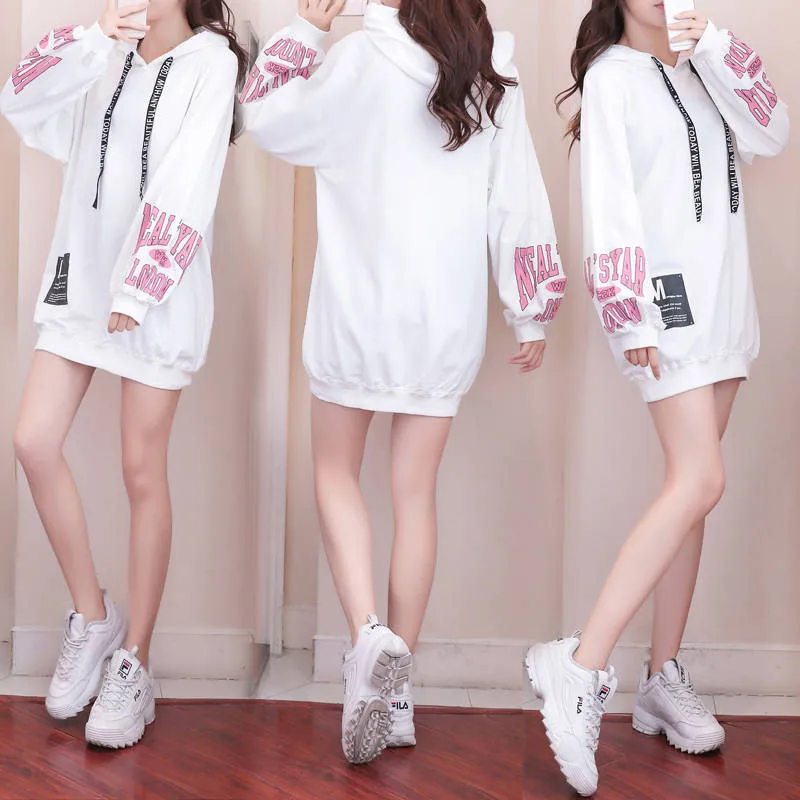 Women Autumn Kawaii New Girls Sweatshirt Women Long Sleeve Cute Hooded Pullover Print Hoodies Women Hoodies Korean Casual