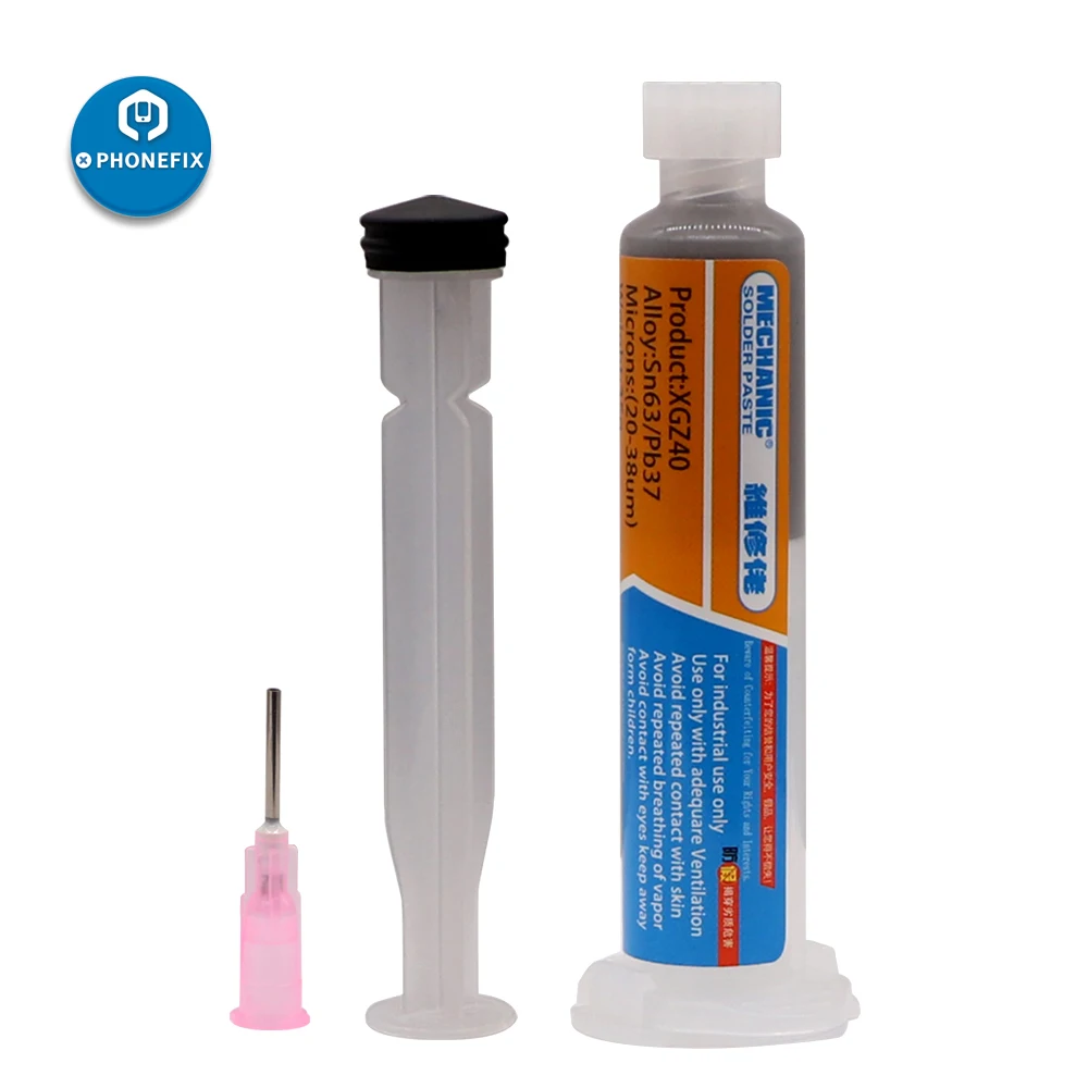 Mechanic Paste Flux 10CC Tin Soldering XG-Z40 25-45um with Syringe for Mobile Phone SMD PGA PCB Repair Soldering Paste