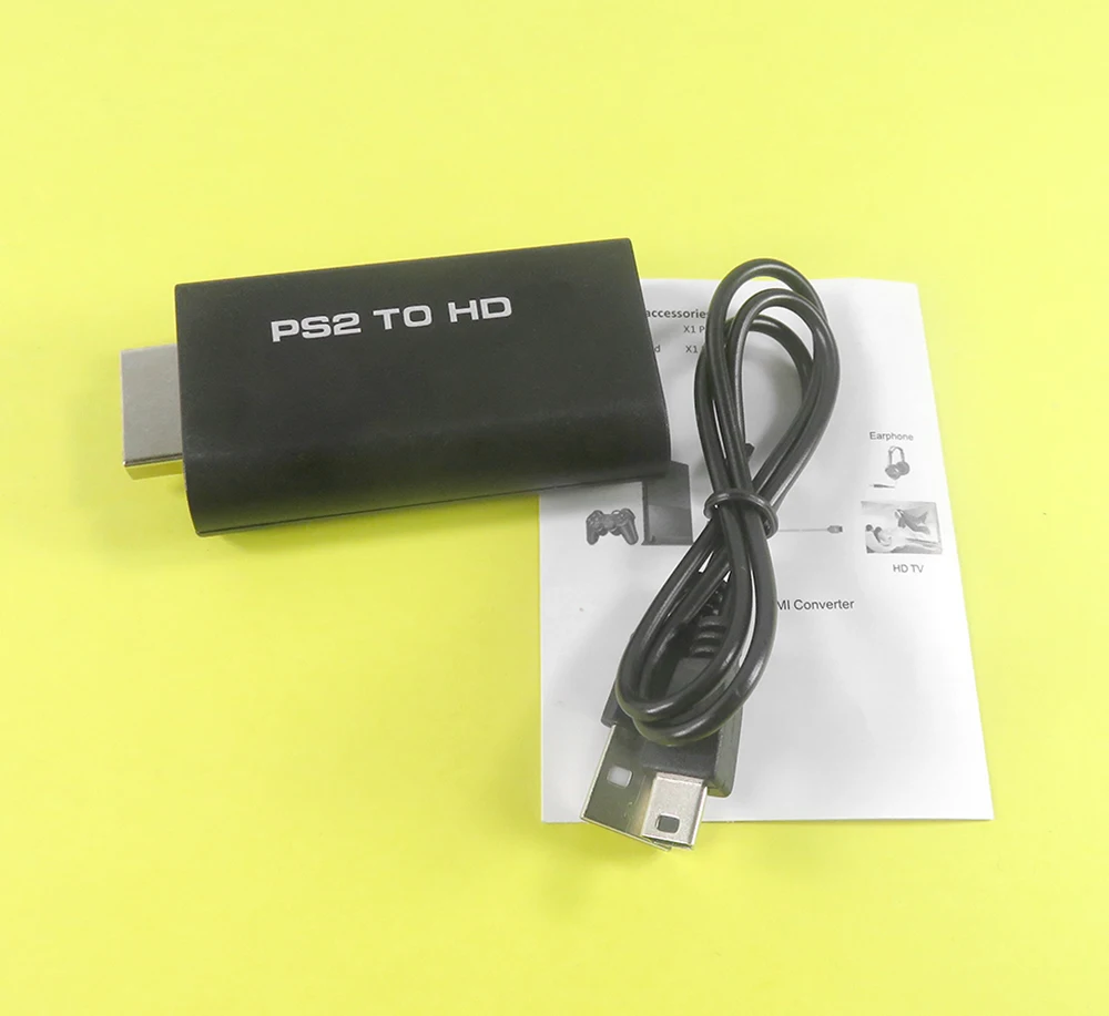 1 Juego para PS2 a HDMI, adaptador convertidor de Audio y vídeo 480i/480p/576i compatible con salida de 3,5mm, compatible con modos de visualización