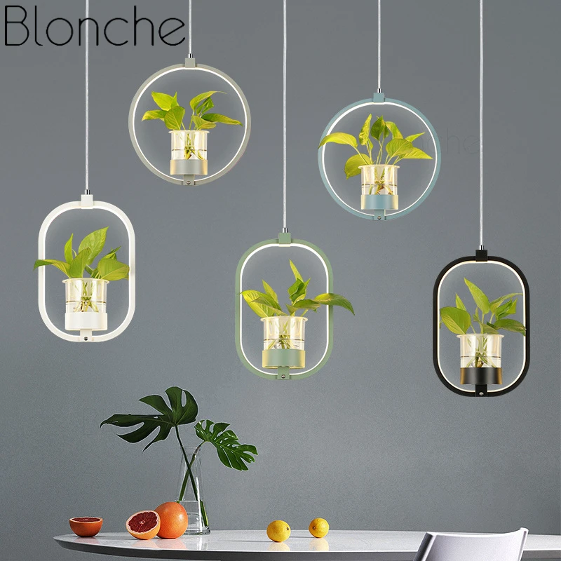 

Personality Plant Pendant Lights Led Flower Potted Plants Pendant Lamp Modern Living Room Restaurant Bar Porch Lighting Fixture