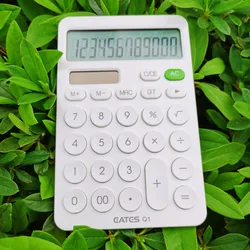 12 Digit Desk Calculator Large Big Buttons Financial Business Accounting Tool White Blue Orange Battery and Solar Power