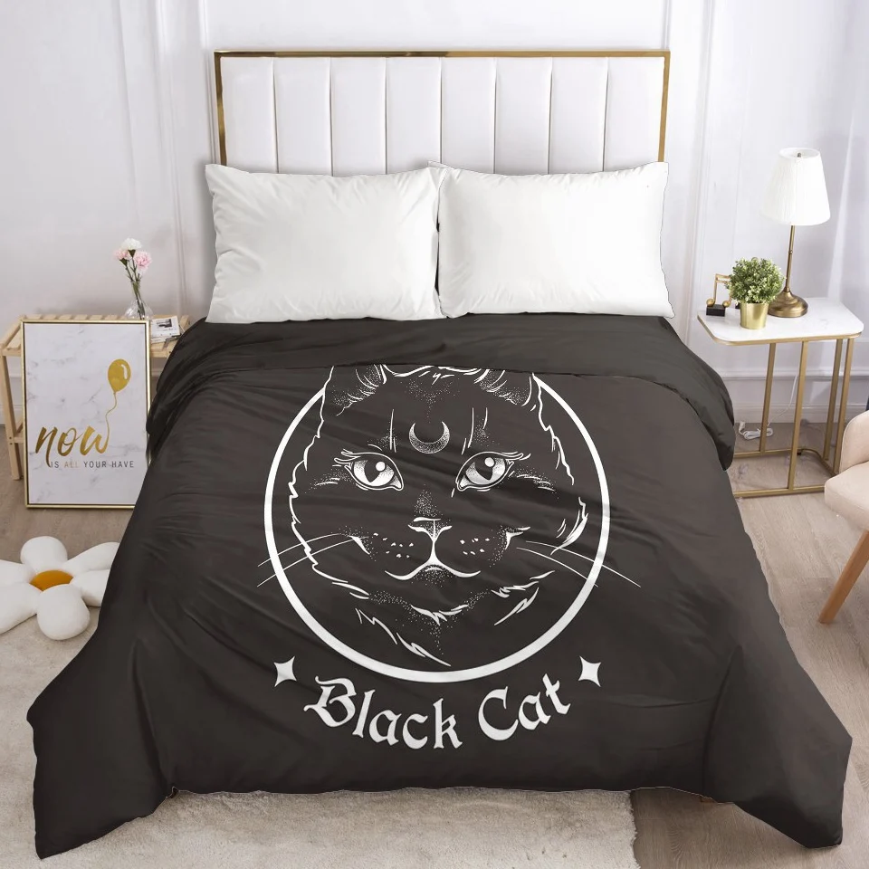 

Duvet cover 220*240/90/135/150 3D Bedding Double/Queen/King Size Comforter/Quilt/Blanket Cover with Zipper Magic Black Cat