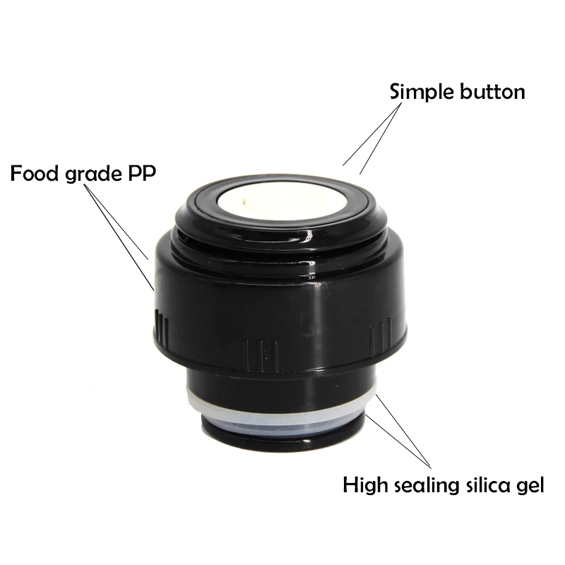 4.5cm/5.2cm Vacuum Flask Lid Thermos Bottle Cap Stopper Travel Cup Replacement Cover for Thermos Cup Export Bottle Cap Black