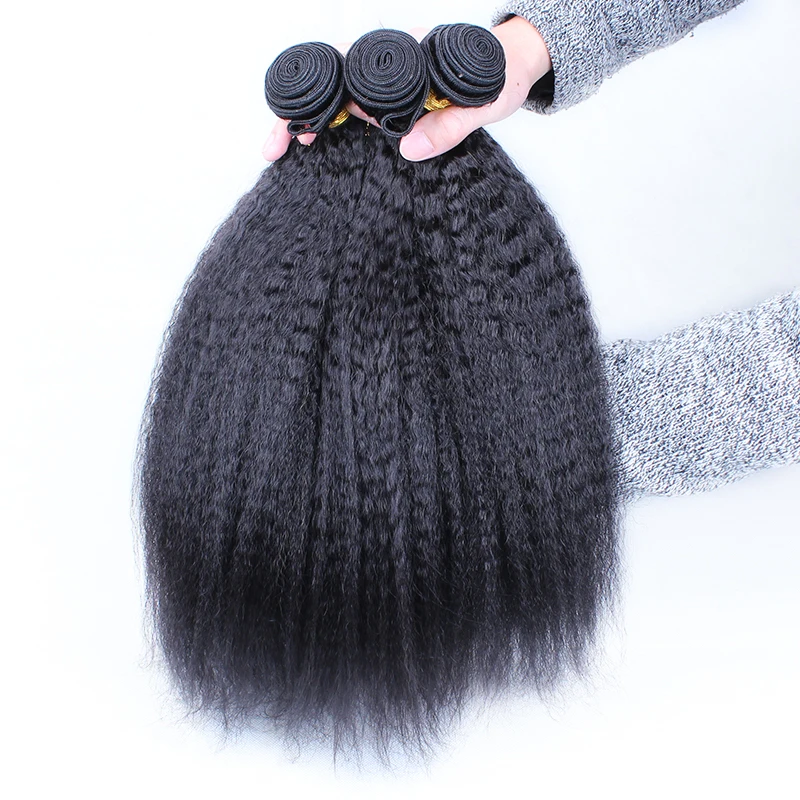Kinky Straight Hair Brazilian Hair Weave Bundles Natural Color Coarse Yaki Human Remy Hair Extension Dolago 2 Or 3 Bundles
