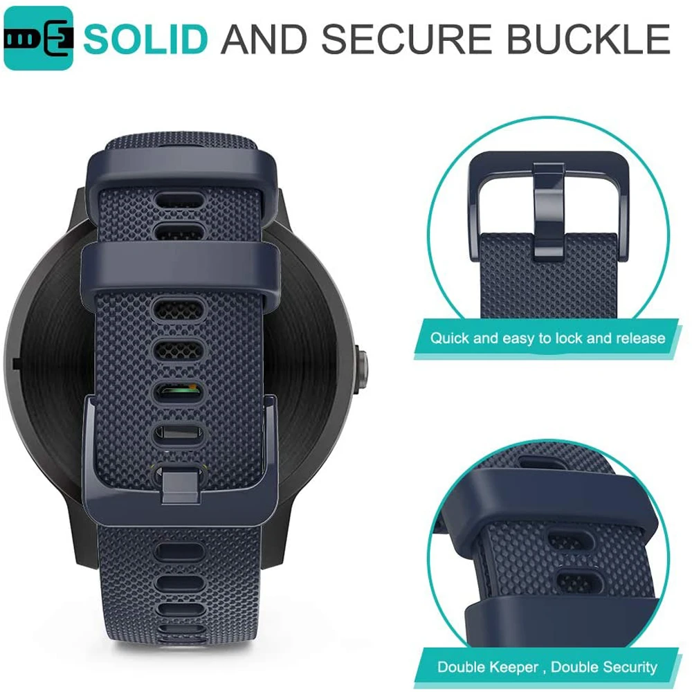 Assista Strap com Dustproof Plug, Pulseira De Silicone, Garmin Venu Vivoactive 3 4S 4 Forerunner 245