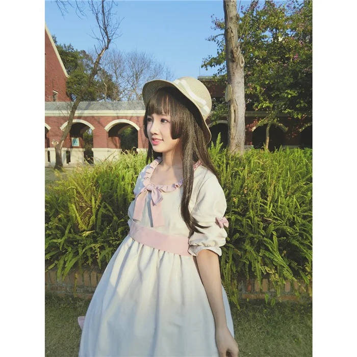 Abito dolce lolita vintage bowknot manica a sbuffo vita alta principessa tea party abito vittoriano kawaii girl gothic lolita op loli