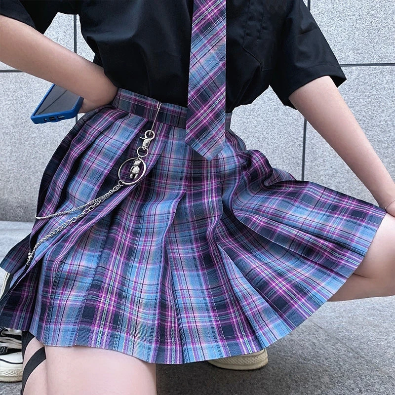 

Summer Women Preppy Style Sweet Kawaii Harajuku Pleated Plaid Skirt Korean High Waist Jk Uniform Mini A-Line Short Skirts Female