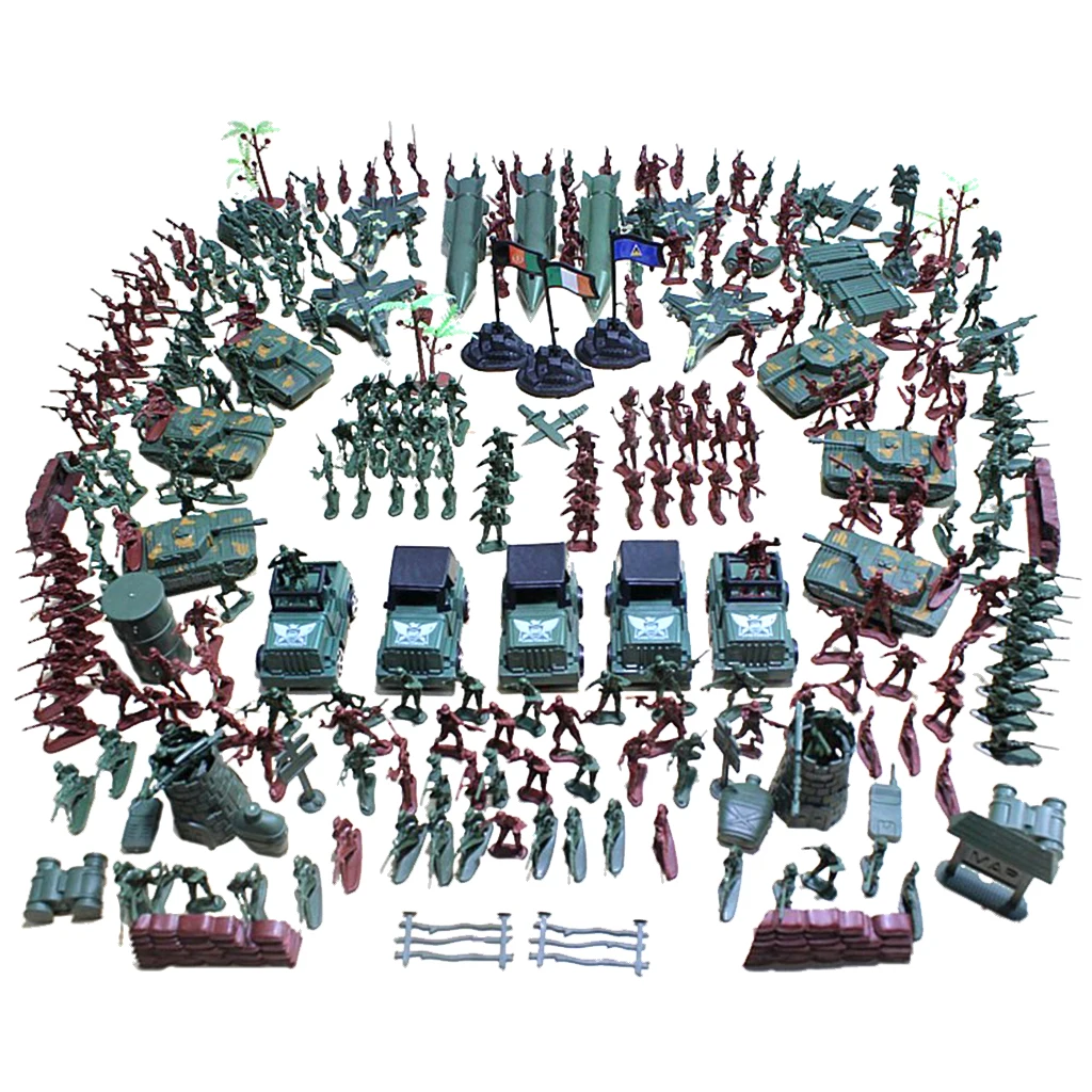 307pcs WWII Military Playset Toy 4cm Soldier Army Men Figures Accessories