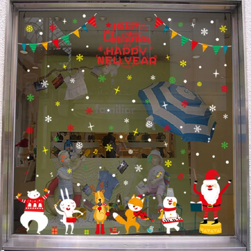 New Year window glass removable wall sticker PVC Christmas DIY snow stickers decal Christmas Party home Shopwindow decor murals