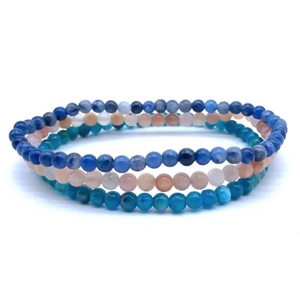 4 mm Natural Stone Bead Set Bracelets For women men Sun Stone Energy Balance Yoga Jewelry