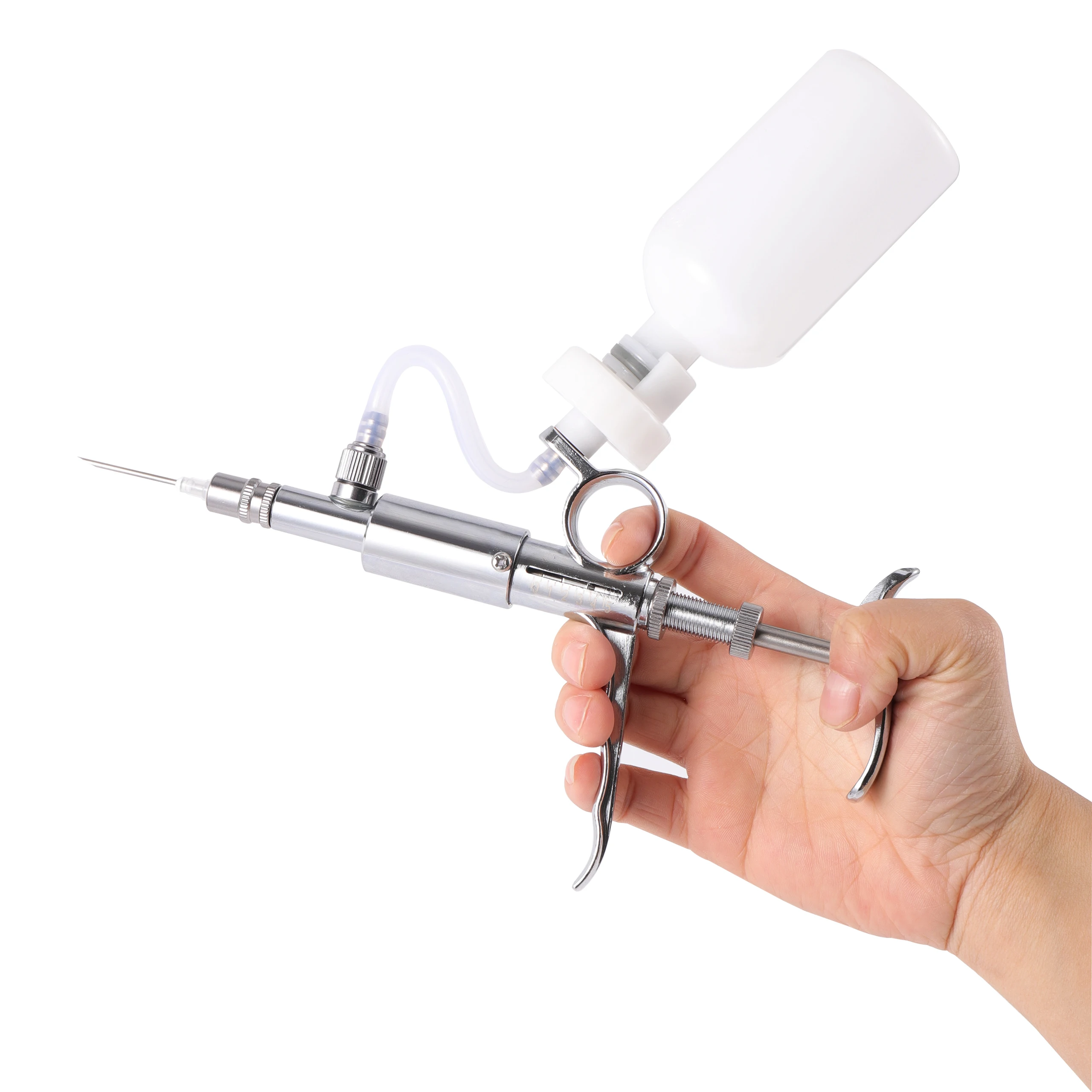 0.5~5ml Automatic Livestock Continuous Syringe Veterinary Equipment With Bottles Vaccination Metal Multifunction Farm Tool