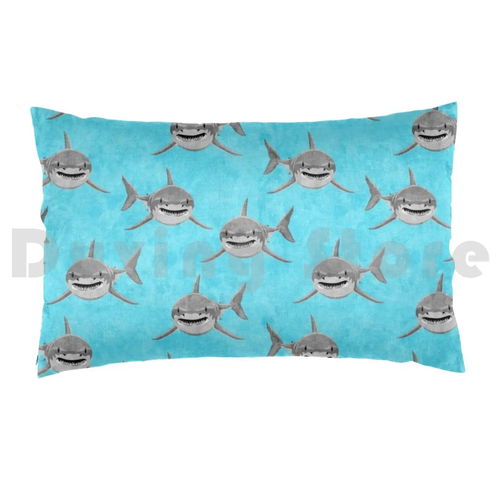 Great White Sharks-Teal Pillow Case 20*30 Inch Sharks Great White Shark Lover Shark Week Shark Shark