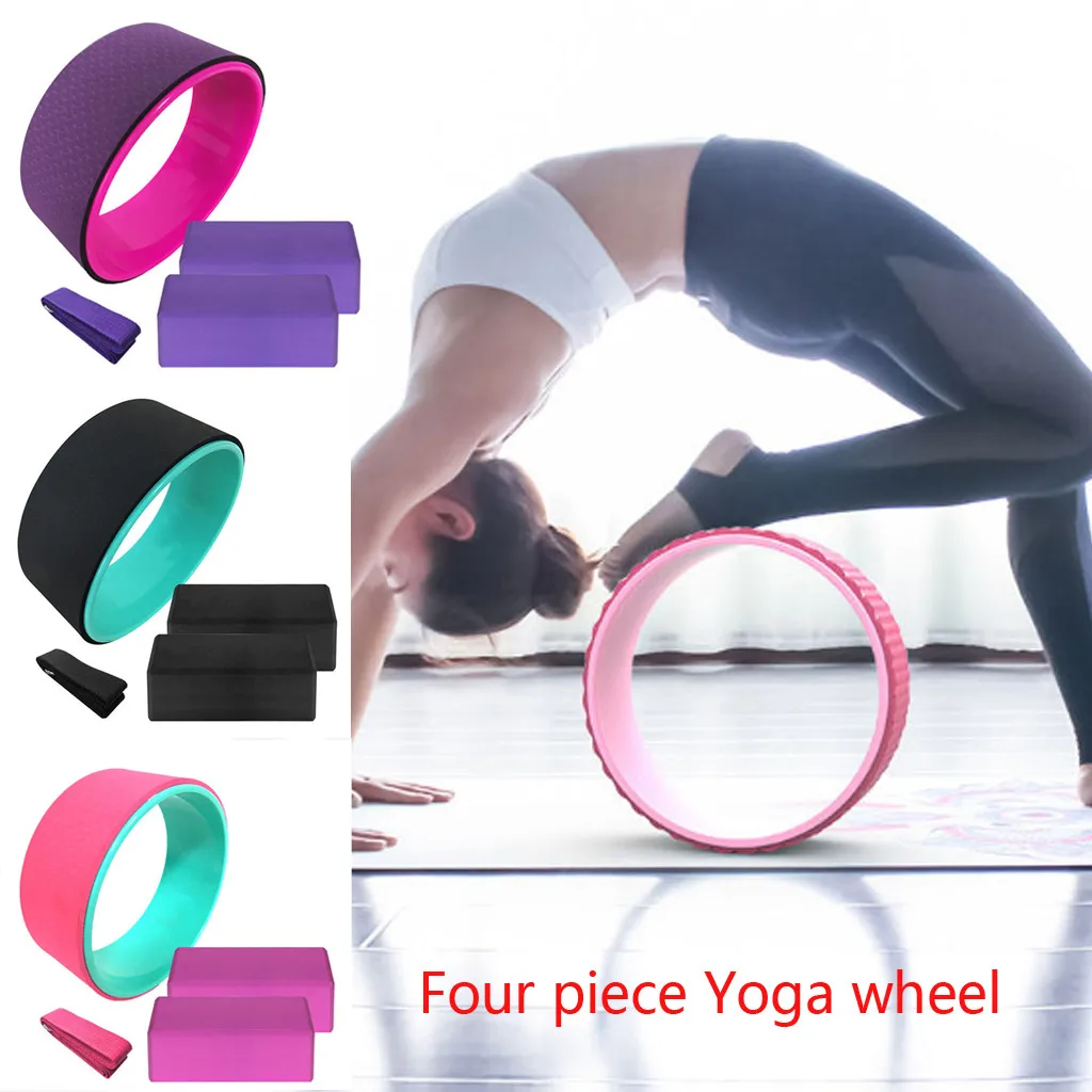 

Yoga Pilates Circle Yoga Fitness Roller Wheel Back Training Tool Slimming Waist Shape Pilates Ring With Yoga Brick sets#g30