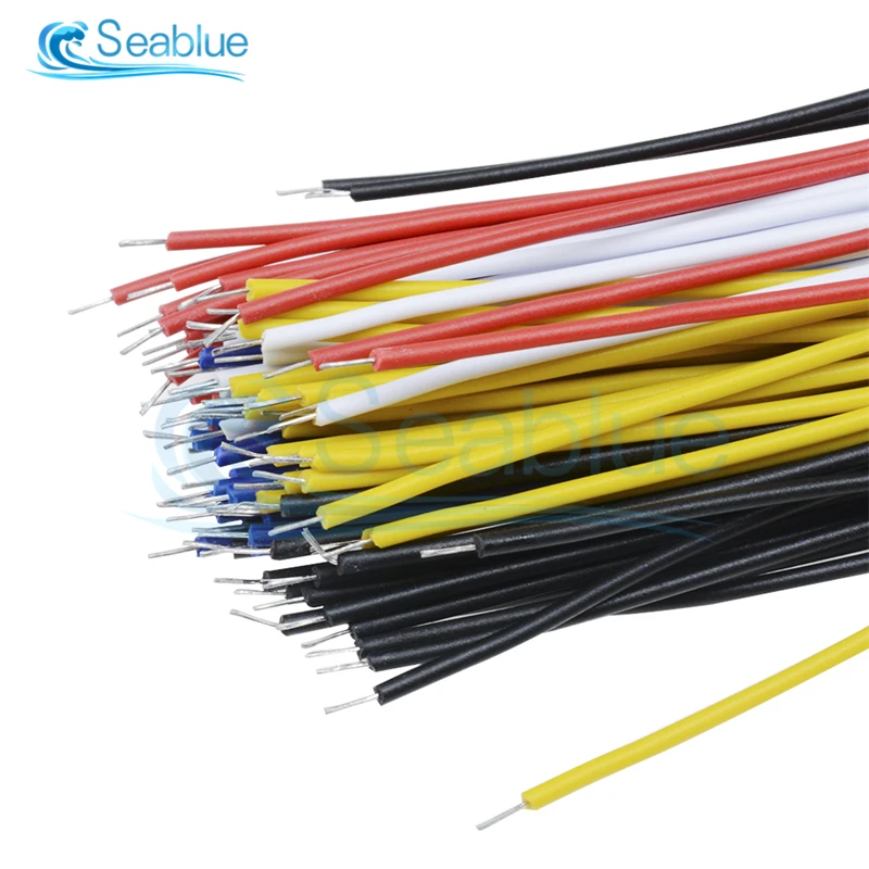 100Pcs Double Head PCB Solder Cable 20CM 26AWG Breadboard Fly Jumper Wire Cable Tin Conductor 5 Color