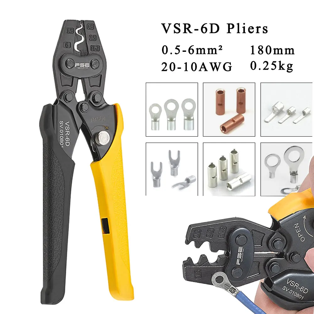 

VSR-6D 20-10AWG Crimping Pliers For Terminals Upgraded Version Hand Tools Crimping Tool With Cutter Crimper Tool Pliers