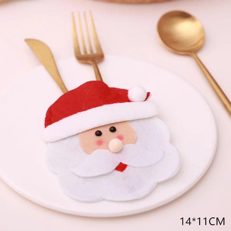 2021 Noel Christmas Decorations for Home Dinner Table Decor New Year 2022 Christmas Gift Tableware Fork Knife Holder Bag Navidad