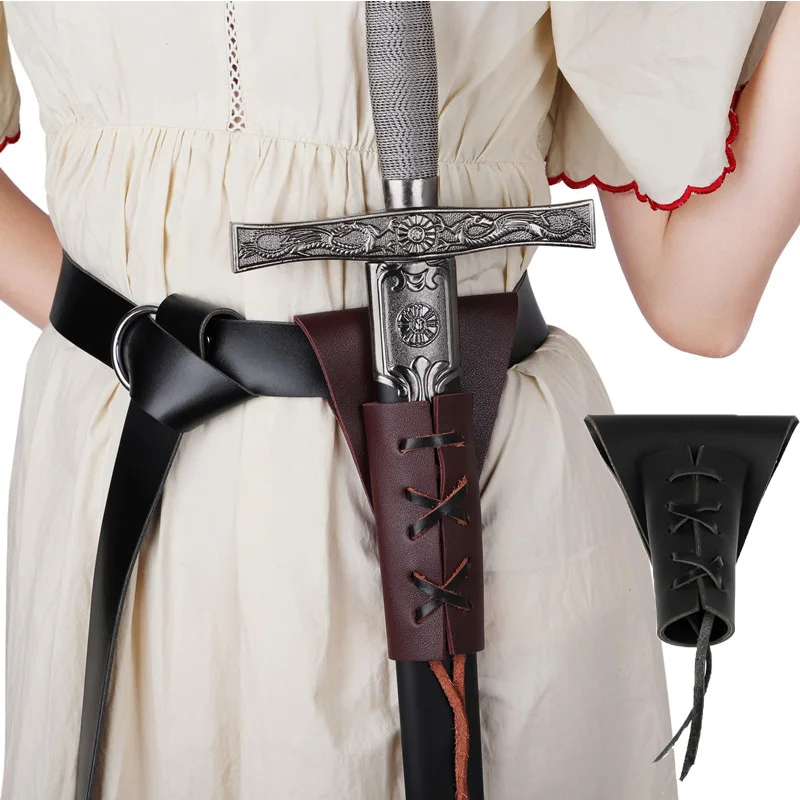 PU Leather Belt Sword Medieval Men Sword Sheath Holder Waist Belt Hanger Scabbard Warrior Cosplay Scabbard Accessory