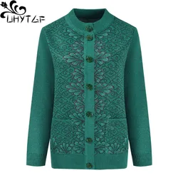 UHYTGF maglione da donna moda Cardigan monopetto cappotto invernale da donna cappotto lavorato a maglia 4XL giacca allentata Top donna 683