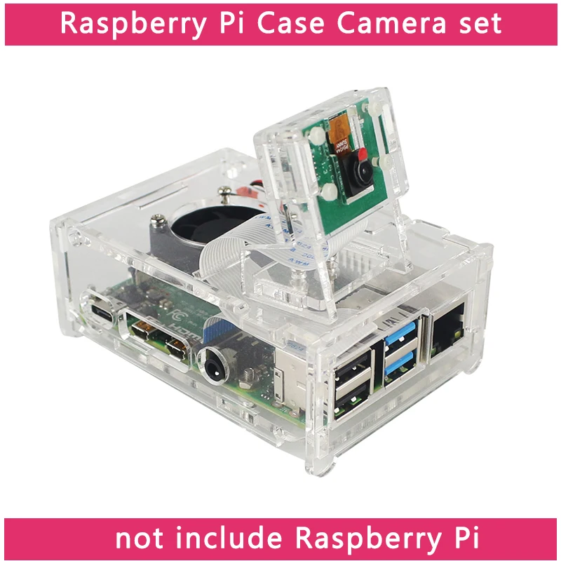 

Raspberry Pi 4 Model B Acrylic Case + 5MP OV5647 Camera + FFC + Acrylic Holder + Cooling Fan + Heat Sinks for Raspberry Pi 4