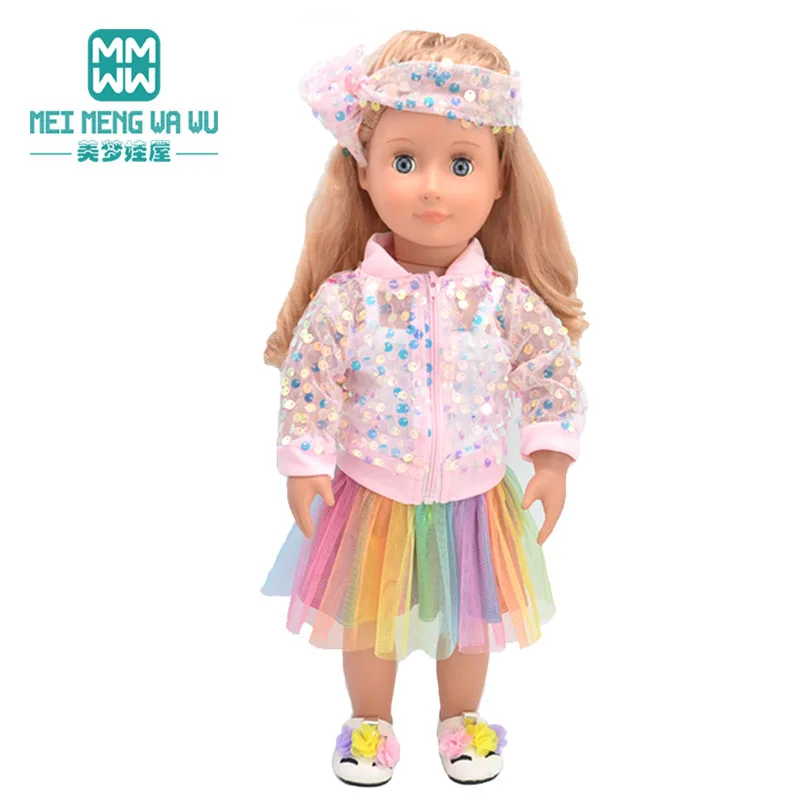 Clothes for Doll Fit 45 cm American Doll Accessories Fashion Denim Shorts Woolen Coat Jacket Dress Gift