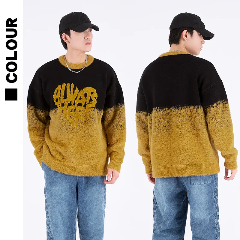 

Embroidery Vintage Knitted Sweaters For Men Oversized Loose Fit Winter Thick Quality Pullovers Casual Print Sueteres Para Hombre