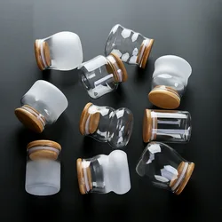 Mini Glass Bottles with Lid, Clear Transparent Glass Container with Cork, Tea Candy Food Storage Containers