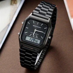 SANDA Luxury Men's Black Stainless Steel Watches Women Fashion LED Digital Clock Waterproof Sports Watch relogio masculino