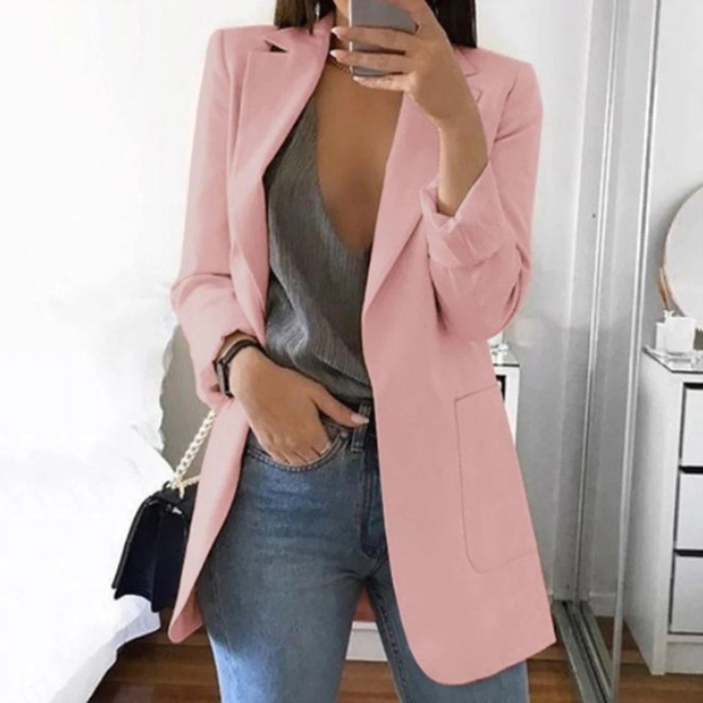 Women\'s fashion autumn new style solid color long sleeved cardigan small suit jacket for women blazer women coat