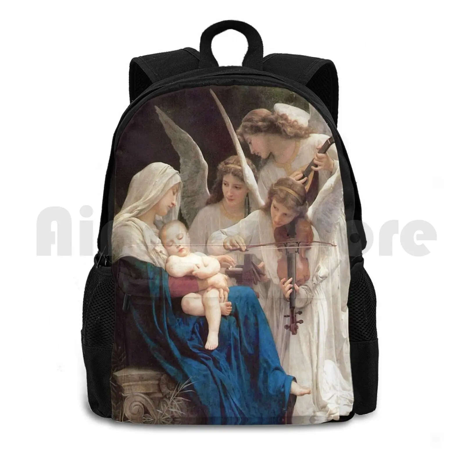 Our Lady Virgin Mary And Jesus Song Of Angels Outdoor Hiking Backpack Waterproof Camping Travel Virgin Mary And Angels Virgin