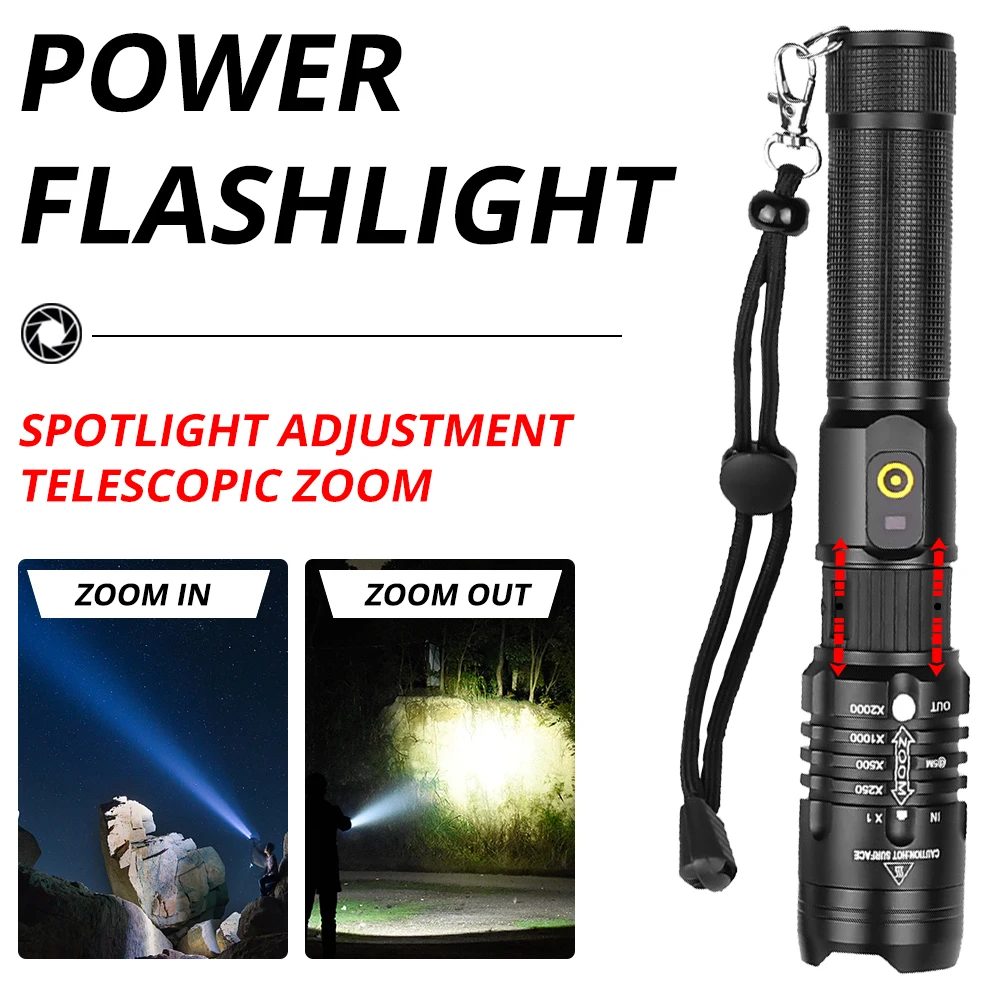 Powerful LED Flashlight XHP70.2 26650 Rechargeable Torch XHP50.2 18650 USB Zoom Lantern XHP50 Hunting Lamp Self Defense