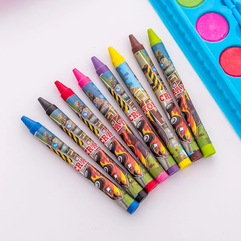 24pcs / Set Drawing Stationery Children's Set Watercolor Pen Crayon  Eraser Brush pen Solid pigment School Student Stationery