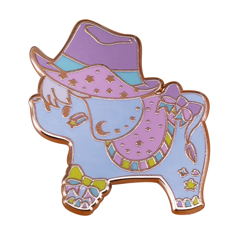 

Cowpoke Elephant Hard Enamel Pin Pastel Fairy Kei Yume Kawaii Decor