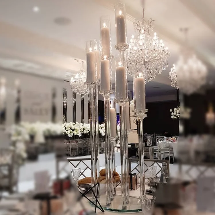 

12pcs)8 arms acrylic candle holder Gorgeous Weddings Centerpieces Wedding crystal Candelabra yudao95