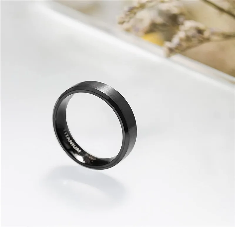 TIGRADE Titanring 6mm/8mm Schwarz Matt-Finish Komfort-Passform Hochzeits-Verlobungsring für Männer und Frauen Unisex Paarringe – Detail 2