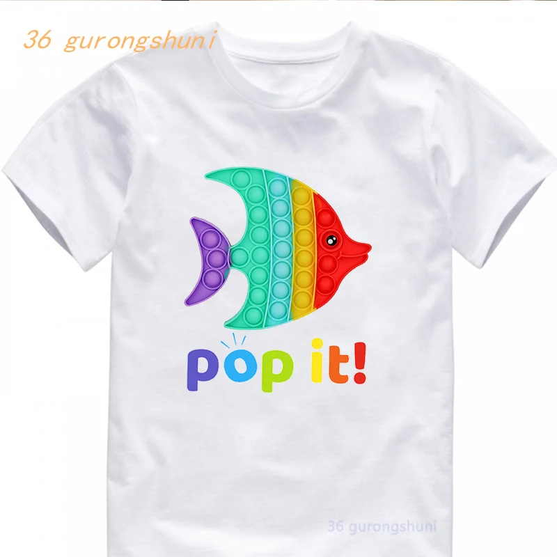 funny game kids t shirt for boys t shirts sunflower Pop girl fighter Children t-shirts fish Pop it tops for girls boy clothes It