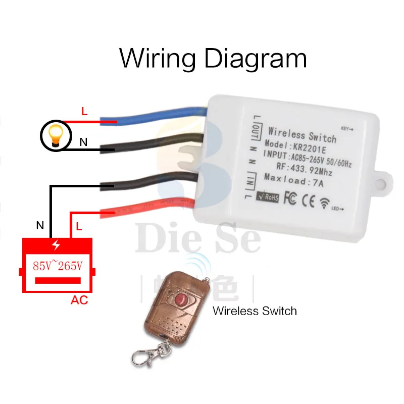433 mhz rf التتابع LED الإضاءة التبديل العالمي لاسلكي للتحكم عن بعد التيار المتناوب 110 فولت 220 فولت 7A 1 عصابة للمصباح ونظام الأمن الباب