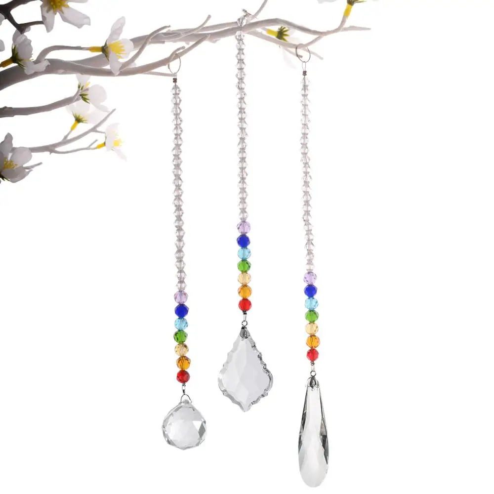 

Camal 1/3pcs Chakra Crystal Suncatcher Rainbow Maker Colorful Beads Pendants Home/Car Hanging Prisms Craft Gift Window Ornament