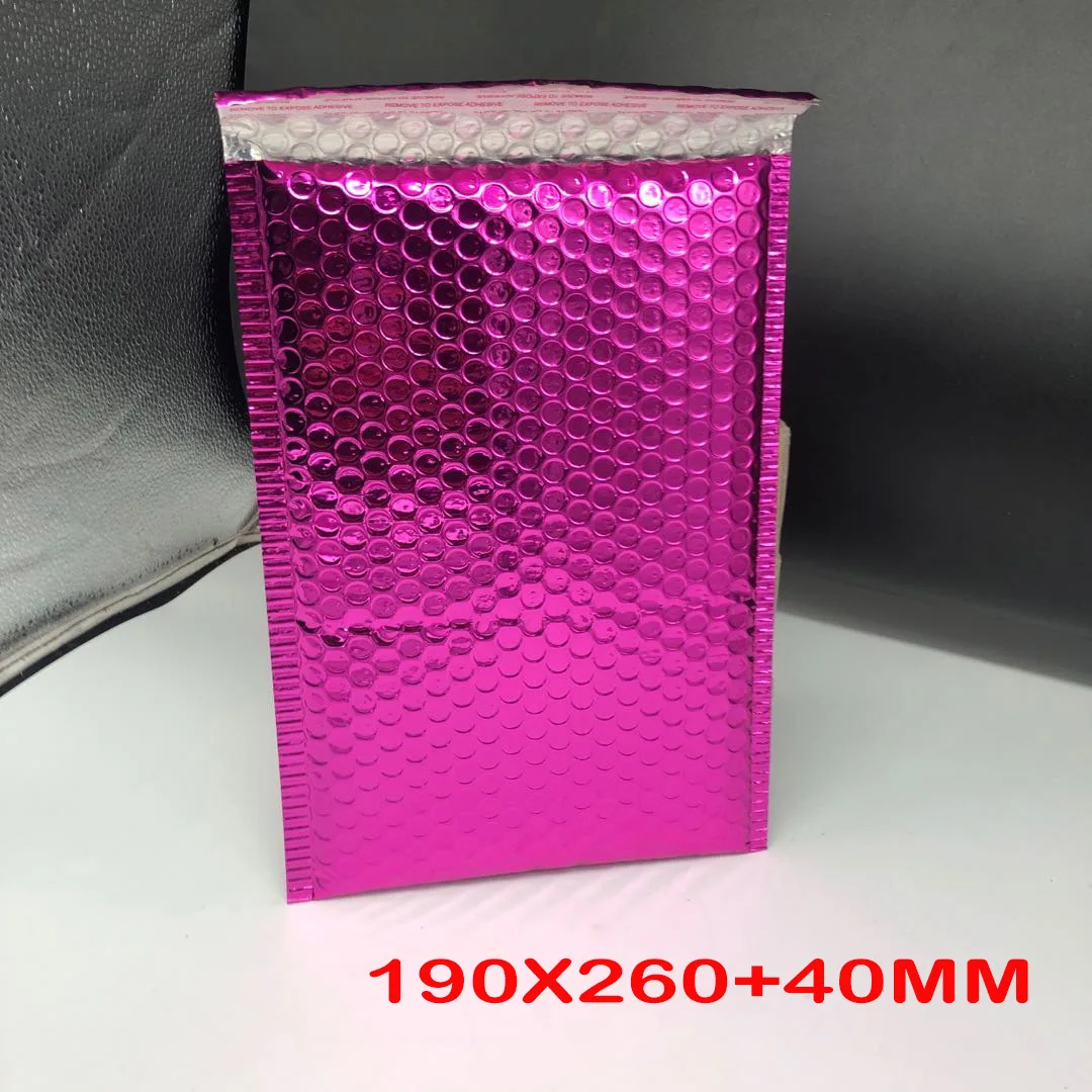 Sobres de burbujas acolchados para correo, bolsas de mensajería impermeables, color rosa y rojo, 10 unidades