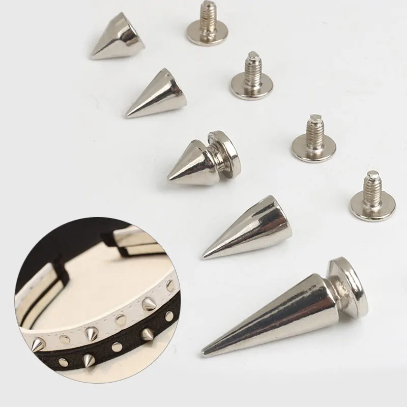 10 Sets Spiked Punk Screw Rivets Studs Metal Sharp Warhead Bag Shoes Clothes Watchband Spikes Studs Decor Nail Buckles Nailheads