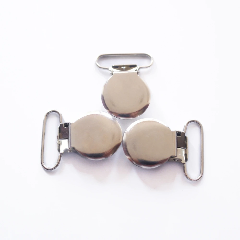 Sutoyue Free shipping 280pcs Round Top Metal Sliver Suspender Clips Wholesale Suspender Clips Pacifier Clip for Baby Dummy Clips