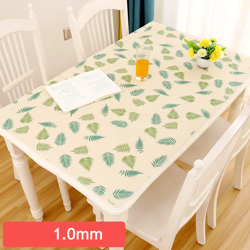 1.0mm/1.5mm Thick PVC Table Cloths Soft Glass TableclothWaterproof Oilproof Kitchen Dining Table Cover For Rectangular Table Mat