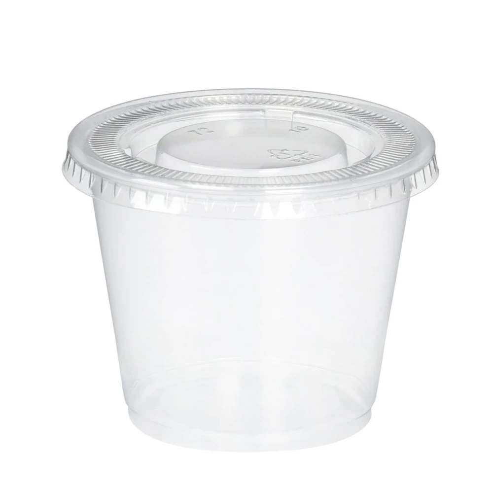 5 oz Plastic Disposable Portion Cups With Lids, Souffle Cups, Condiment Cups