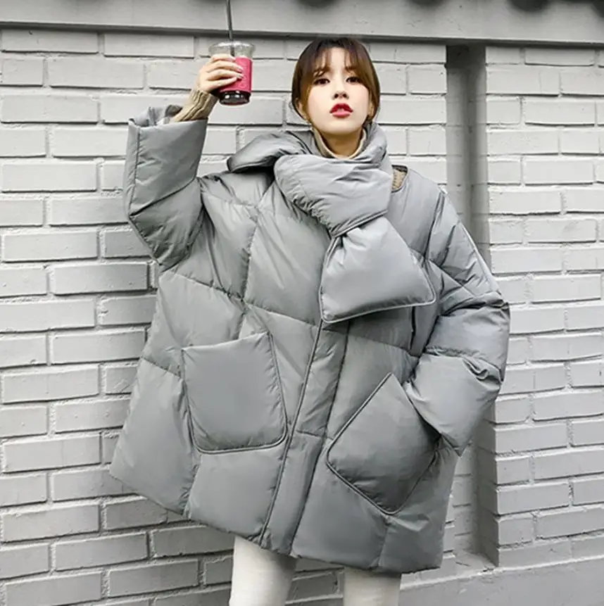 90% white duck down coat winter duck down scarf style coat thicker warm great quality bat sleeve oversize warm coat F214