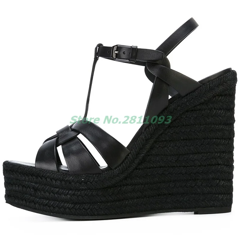 Weave Wedges Sandals Women Shoes Platform High Heel Sandal White Rope Heels Black Ladies Summer Shoe 2020 Casual Open Toe Shoes